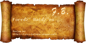 Forró Balázs névjegykártya